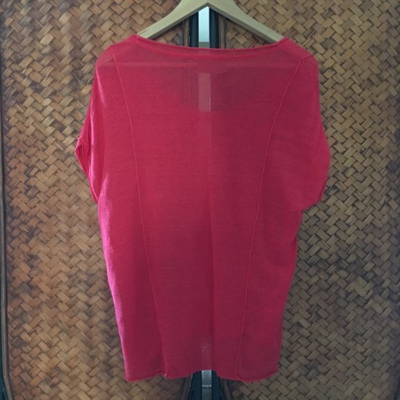 Vintage Line & Dot Retro Red Boxy Pullover Top - Picture 3 of 10
